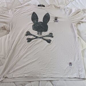 Psycho Bunny White and Black Graphic T-Shirt